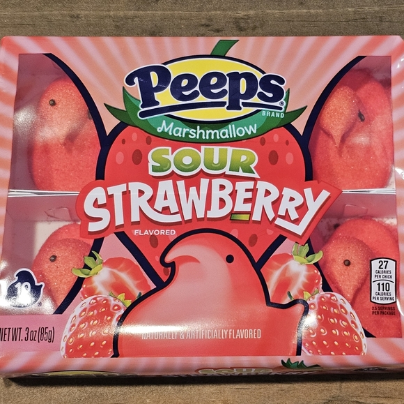 Peeps Sour Strawberry Flavored Marshmallows 10ct 3oz In Hand Fast Ship New - Picture 1 of 2
